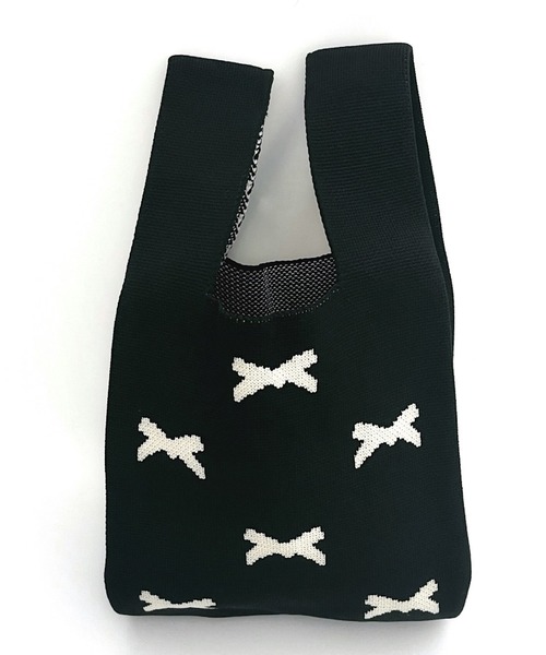 Mignonjour（ミニョンジュール）の「FReePLACe/くま リボン柄ニットバッグ 12302（ハンドバッグ・レディース・ブラック/ホワイト/ホワイト系その他/ブラック系その他/その他2/その他5/その他3/その他4/その他7/その他6/その他8・FREE）」の4枚目の写真