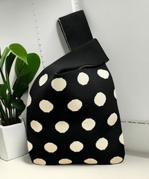 Mignonjour（ミニョンジュール）の「FReePLACe/くま リボン柄ニットバッグ 12302（ハンドバッグ）」