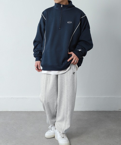 ZIP FIVE(ジップファイブ)の「【ZIP FIVE】 ワンポイント 刺繍 トラックパンツ サイドライン / パイピング 【セットアップ可】(スウェットパンツ・メンズ・ホワイト/オートミール/チャコール/ネイビー/ブラック系/ブラック/杢グレー/ブルー/グレー系/ネイビー系・MEDIUM/LARGE/X-LARGE)」の11枚目の写真