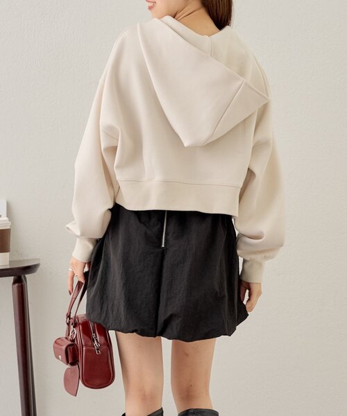 Chico(チコ)の「フード付きダンボールジップパーカー(Tシャツ/カットソー・レディース・ブラック/アイボリー/グレー・FREE)」の6枚目の写真