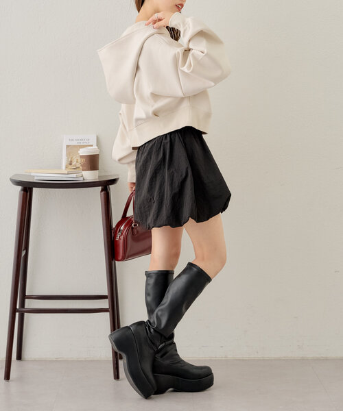 Chico(チコ)の「フード付きダンボールジップパーカー(Tシャツ/カットソー・レディース・ブラック/アイボリー/グレー・FREE)」の9枚目の写真