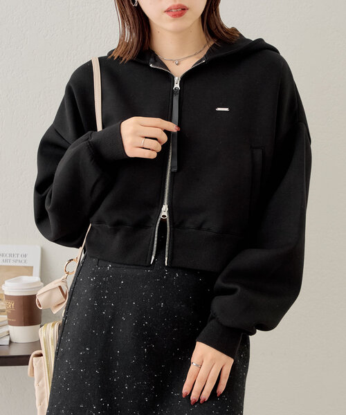 Chico(チコ)の「フード付きダンボールジップパーカー(Tシャツ/カットソー・レディース・ブラック/アイボリー/グレー・FREE)」の10枚目の写真