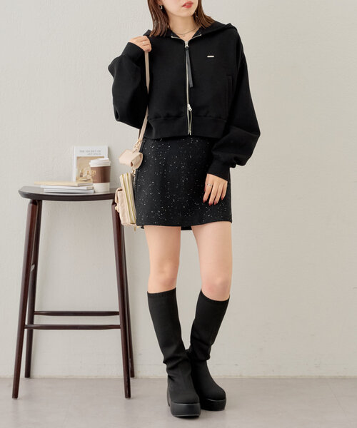 Chico(チコ)の「フード付きダンボールジップパーカー(Tシャツ/カットソー・レディース・ブラック/アイボリー/グレー・FREE)」の14枚目の写真