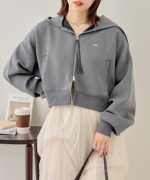 Chico(チコ)の「フード付きダンボールジップパーカー(Tシャツ/カットソー・レディース・ブラック/アイボリー/グレー・FREE)」の17枚目の写真