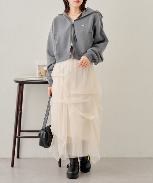 Chico(チコ)の「フード付きダンボールジップパーカー(Tシャツ/カットソー・レディース・ブラック/アイボリー/グレー・FREE)」の21枚目の写真