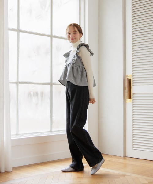 flower（フラワー）の「グラッドバギーパンツ2（デニムパンツ・レディース・ブラック/ネイビー・MEDIUM/SMALL）」の11枚目の写真