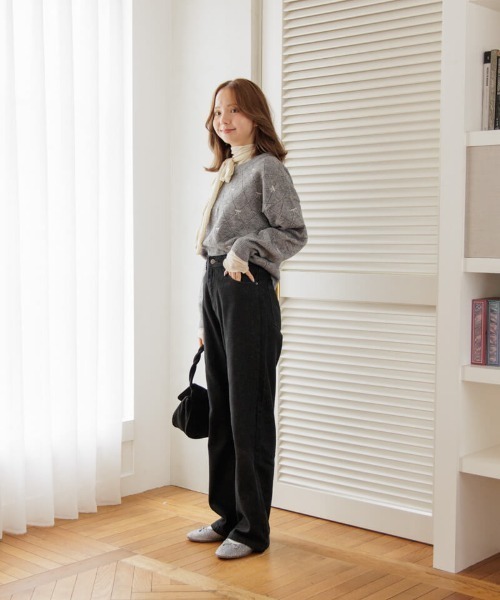 flower（フラワー）の「グラッドバギーパンツ2（デニムパンツ・レディース・ブラック/ネイビー・MEDIUM/SMALL）」の14枚目の写真