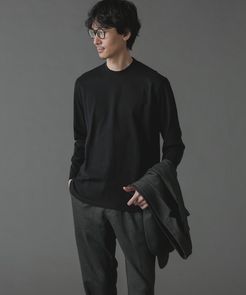 NANO universe（ナノユニバース）の「ジャケT(R) クルーネック 長袖（Tシャツ/カットソー・メンズ・ホワイト/ブラック・S/XL/L/M）」の5枚目の写真