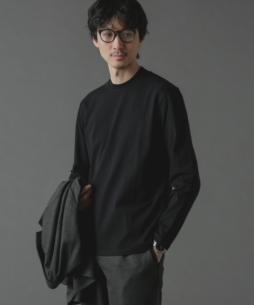 NANO universe（ナノユニバース）の「ジャケT(R) クルーネック 長袖（Tシャツ/カットソー・メンズ・ホワイト/ブラック・S/XL/L/M）」の6枚目の写真