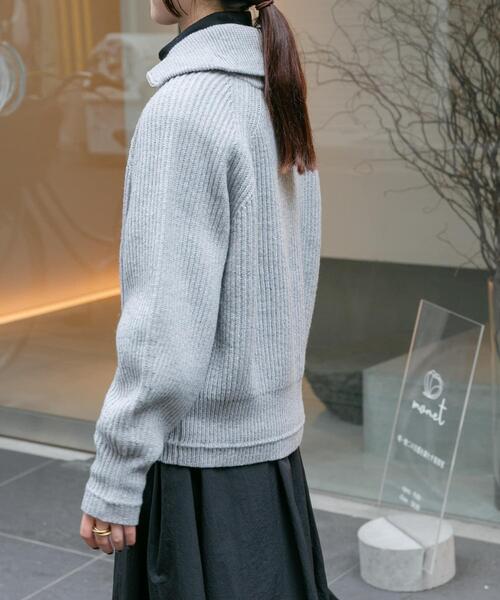 FORK&SPOON（フォークアンドスプーン）の「『WEB/一部店舗限定』FORK&SPOON　ウォッシャブルローゲージニットジップカーディガン（カーディガン/ボレロ・レディース・オフホワイト/グレー系その他・1）」の4枚目の写真