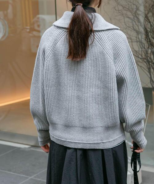 FORK&SPOON（フォークアンドスプーン）の「『WEB/一部店舗限定』FORK&SPOON　ウォッシャブルローゲージニットジップカーディガン（カーディガン/ボレロ・レディース・オフホワイト/グレー系その他・1）」の5枚目の写真