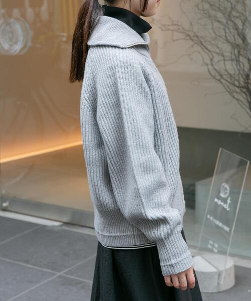 FORK&SPOON（フォークアンドスプーン）の「『WEB/一部店舗限定』FORK&SPOON　ウォッシャブルローゲージニットジップカーディガン（カーディガン/ボレロ・レディース・オフホワイト/グレー系その他・1）」の6枚目の写真