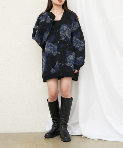 RAY CASSIN(レイカズン)の「【肌ざわりやわらか】ジャガードフラワーカーディガン(カーディガン/ボレロ・レディース・グリーン/アイボリー/ブラック・FREE)」の13枚目の写真