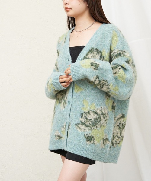 RAY CASSIN(レイカズン)の「【肌ざわりやわらか】ジャガードフラワーカーディガン(カーディガン/ボレロ・レディース・グリーン/アイボリー/ブラック・FREE)」の17枚目の写真