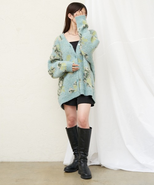 RAY CASSIN(レイカズン)の「【肌ざわりやわらか】ジャガードフラワーカーディガン(カーディガン/ボレロ・レディース・グリーン/アイボリー/ブラック・FREE)」の20枚目の写真