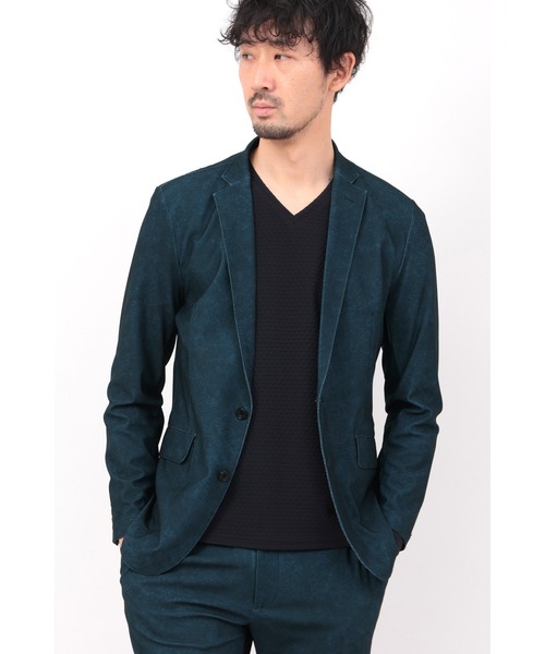 HIGH STREET（ハイストリート）の「HIGH STREET∴トリコットメッシュマーブル調プリントジャケット（テーラードジャケット・メンズ・ブラック/ベージュ/ネイビー・M/L/LL）」の3枚目の写真