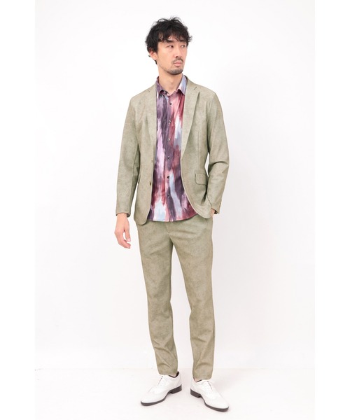 HIGH STREET（ハイストリート）の「HIGH STREET∴トリコットメッシュマーブル調プリントジャケット（テーラードジャケット・メンズ・ブラック/ベージュ/ネイビー・M/L/LL）」の15枚目の写真