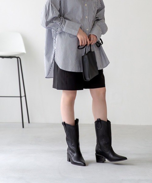 menue(メヌエ)の「刺繍入り ウエスタンブーツ(ブーツ・レディース・ブラウン/ブラック・S/3L/LL/L/M)」の6枚目の写真