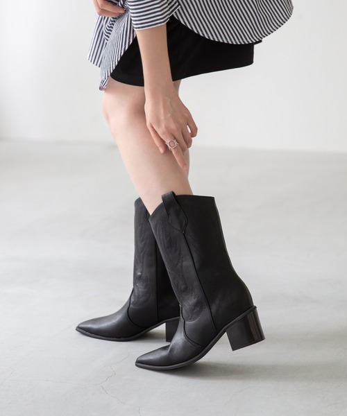 menue(メヌエ)の「刺繍入り ウエスタンブーツ(ブーツ・レディース・ブラウン/ブラック・S/3L/LL/L/M)」の7枚目の写真
