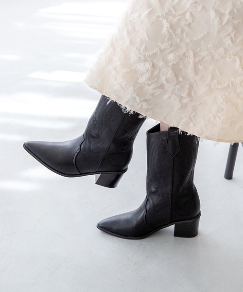 セール】刺繍入り ウエスタンブーツ（ブーツ）｜menue（メヌエ）の