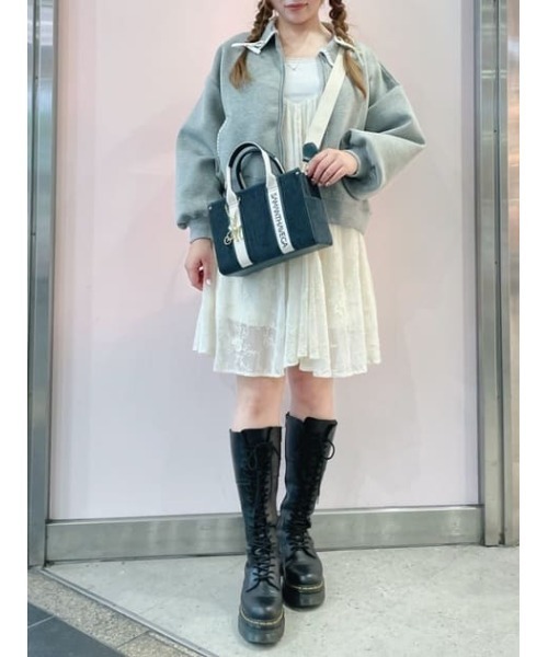 SAMANTHAVEGA(サマンサベガ)の「ロゴテープコーデュロイトート(小)(ハンドバッグ・レディース・ピンク/オフホワイト/ベージュ/ダークグリーン・FREE)」の6枚目の写真