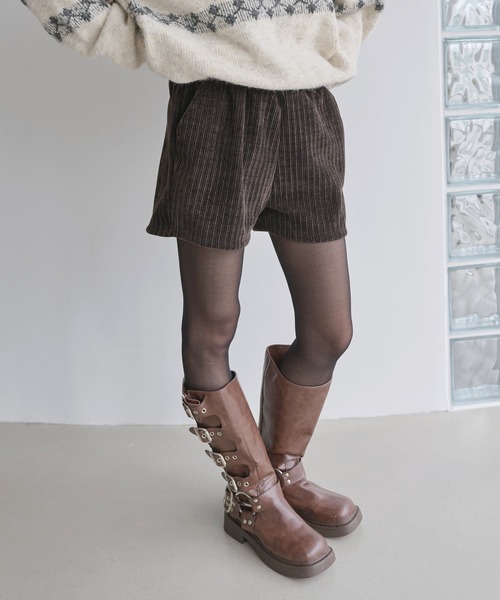 UNE MANSION（ユヌマンション）の「ウエストゴムコーデュロイニットショートパンツ（その他パンツ・レディース・アイボリー/ブラウン/グレー/ブラック・FREE）」の16枚目の写真
