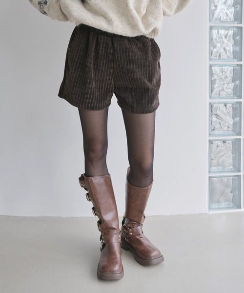 UNE MANSION（ユヌマンション）の「ウエストゴムコーデュロイニットショートパンツ（その他パンツ・レディース・アイボリー/ブラウン/グレー/ブラック・FREE）」の17枚目の写真
