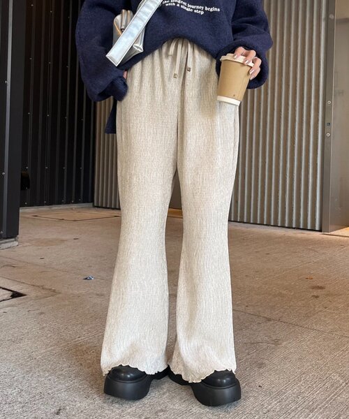 CIAOPANIC TYPY（チャオパニックティピー）の「ベロアプリーツ微フレアイージーパンツ（その他パンツ・レディース・キャメル/ブラック/アイボリー・MEDIUM/SMALL）」の22枚目の写真