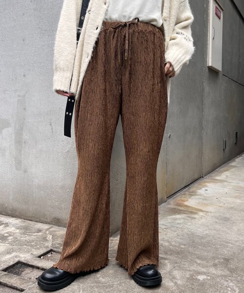 CIAOPANIC TYPY（チャオパニックティピー）の「ベロアプリーツ微フレアイージーパンツ（その他パンツ・レディース・キャメル/ブラック/アイボリー・MEDIUM/SMALL）」の5枚目の写真