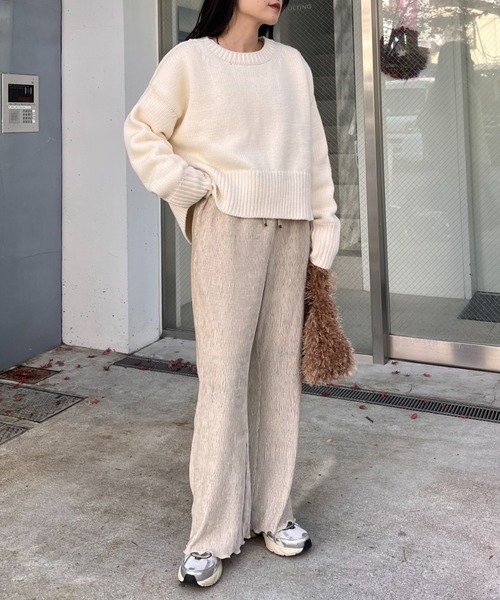 CIAOPANIC TYPY（チャオパニックティピー）の「ベロアプリーツ微フレアイージーパンツ（その他パンツ・レディース・キャメル/ブラック/アイボリー・MEDIUM/SMALL）」の17枚目の写真