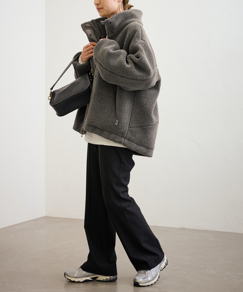 FRAMeWORK（フレームワーク）の「≪追加≫ウールボアスタンドブルゾン2（ブルゾン・レディース・チャコールグレー/ベージュ・38/36）」の10枚目の写真