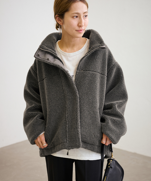 FRAMeWORK（フレームワーク）の「≪追加≫ウールボアスタンドブルゾン2（ブルゾン・レディース・チャコールグレー/ベージュ・38/36）」の13枚目の写真