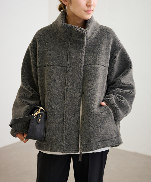 FRAMeWORK（フレームワーク）の「≪追加≫ウールボアスタンドブルゾン2（ブルゾン・レディース・チャコールグレー/ベージュ・38/36）」の14枚目の写真