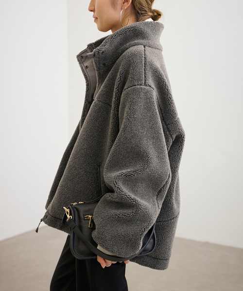 FRAMeWORK（フレームワーク）の「≪追加≫ウールボアスタンドブルゾン2（ブルゾン・レディース・チャコールグレー/ベージュ・38/36）」の15枚目の写真