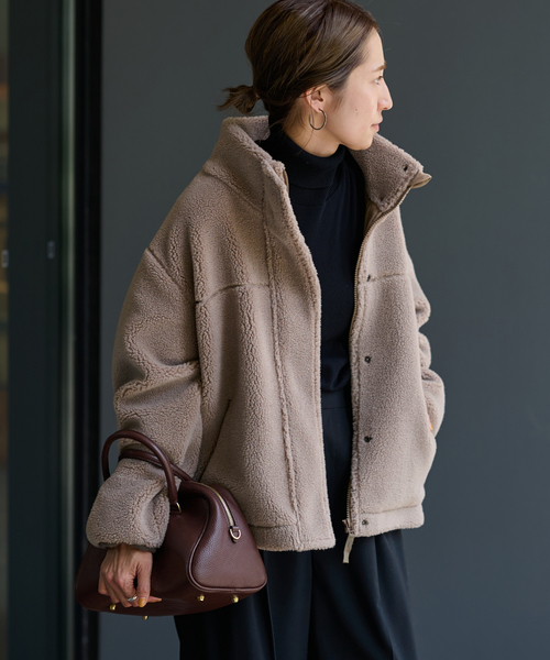 FRAMeWORK（フレームワーク）の「≪追加≫ウールボアスタンドブルゾン2（ブルゾン・レディース・チャコールグレー/ベージュ・38/36）」の16枚目の写真