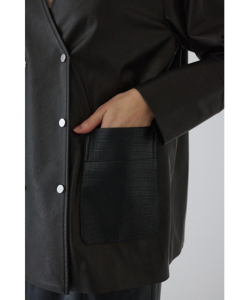 RIM.ARK（リムアーク）の「Leather like shirt JK レザーライクシャツ