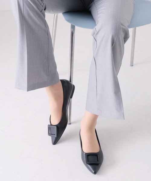 VIVIAN（ヴィヴィアン）の「ポインテッドトゥバックルモチーフフラットレインシューズ（レインシューズ・レディース・シルバー/グレー系その他7/ブラック・M/S/LL/L）」の7枚目の写真