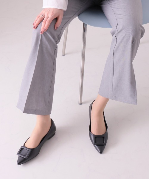 VIVIAN（ヴィヴィアン）の「ポインテッドトゥバックルモチーフフラットレインシューズ（レインシューズ・レディース・シルバー/グレー系その他7/ブラック・M/S/LL/L）」の8枚目の写真