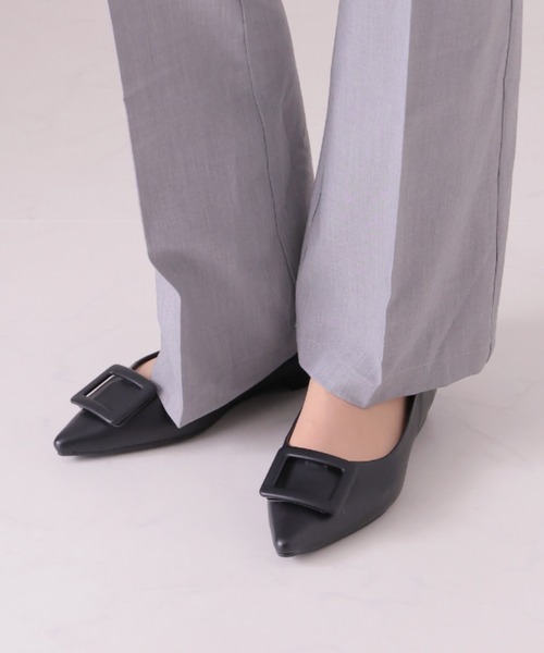 VIVIAN（ヴィヴィアン）の「ポインテッドトゥバックルモチーフフラットレインシューズ（レインシューズ・レディース・シルバー/グレー系その他7/ブラック・M/S/LL/L）」の6枚目の写真