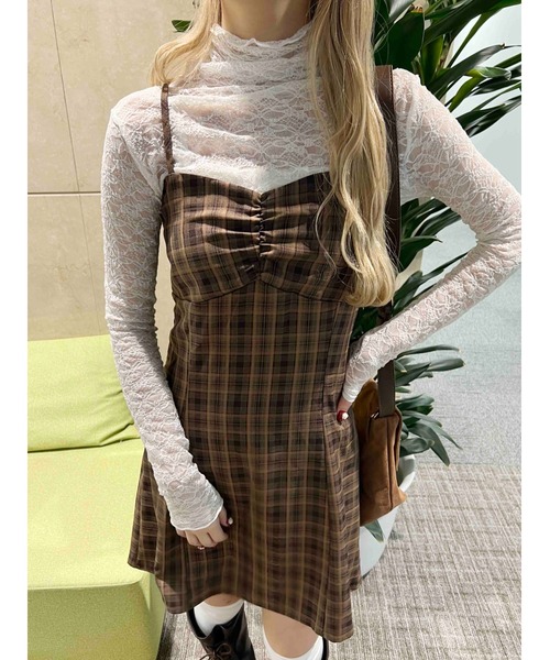 セール】【PHILLY】ガーリーチェックミニキャミワンピース（ワンピース