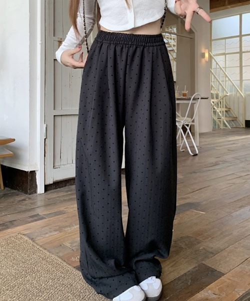 urge:(アージコロン )の「【URGE:】ハートドット ストライプ ワイド パンツ(その他パンツ・レディース・ブラック/グレー/チャコール・X-LARGE/LARGE/MEDIUM/SMALL)」の2枚目の写真