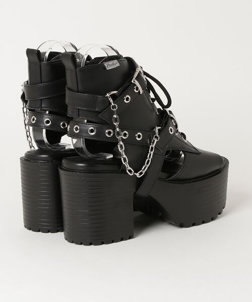 YOSUKE（ヨースケ）の「ヨースケYOSUKE メンズ厚底 レースアップハトメバックルチェーンブーツサンダル4468035（ブーツ・メンズ・ガンメタ/ブラック×パープル/ブラック・27.0cm/26.0cm）」の4枚目の写真