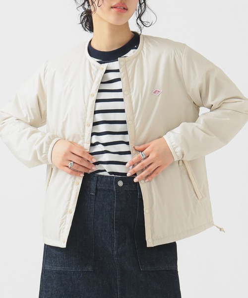 DANTON(ダントン)の「DANTON / INSULATION COLLARLESS JACKET(S~M)(ブルゾン・レディース・ホワイト系その他5/ベージュ/ブラック・MEDIUM/SMALL)」の2枚目の写真