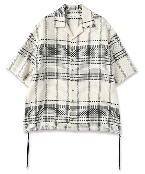 CULLNI（クルニ）の「Sheer Tile Check Drawstring Open Coller Short Sleeve Jaket（その他アウター・メンズ・ネイビー/ブラック/オフホワイト・1/2/0）」の5枚目の写真