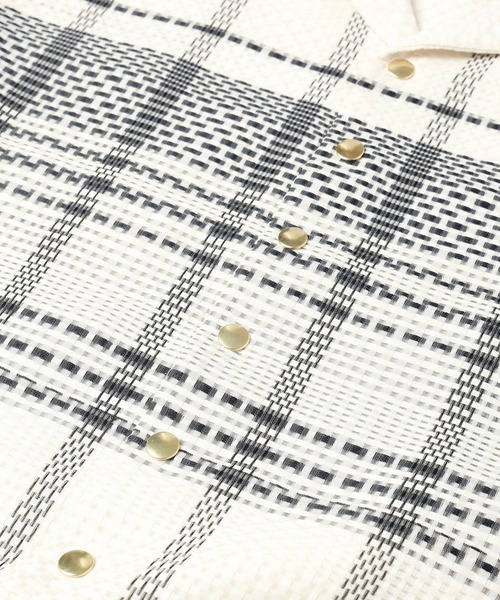 CULLNI（クルニ）の「Sheer Tile Check Drawstring Open Coller Short Sleeve Jaket（その他アウター・メンズ・ネイビー/ブラック/オフホワイト・1/2/0）」の9枚目の写真