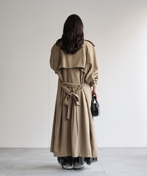 ap retro（アプレトロ）の「とろみロングトレンチコート / 軽やか・落ち感・大人リラックス（トレンチコート・レディース・ベージュ/ベージュ系その他/ブラック・FREE）」の20枚目の写真