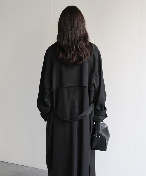 ap retro（アプレトロ）の「とろみロングトレンチコート / 軽やか・落ち感・大人リラックス（トレンチコート・レディース・ベージュ/ベージュ系その他/ブラック・FREE）」の16枚目の写真