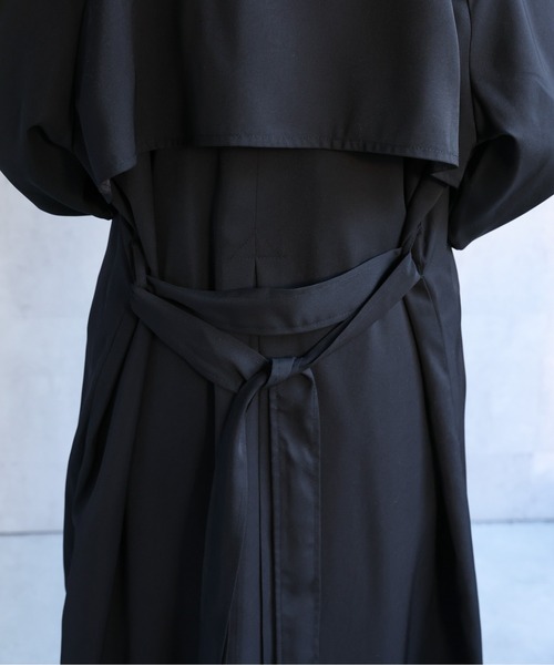 ap retro（アプレトロ）の「とろみロングトレンチコート / 軽やか・落ち感・大人リラックス（トレンチコート・レディース・ベージュ/ベージュ系その他/ブラック・FREE）」の10枚目の写真