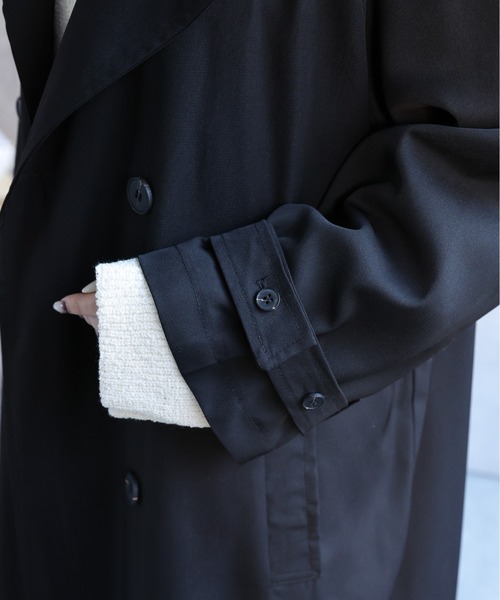 ap retro（アプレトロ）の「とろみロングトレンチコート / 軽やか・落ち感・大人リラックス（トレンチコート・レディース・ベージュ/ベージュ系その他/ブラック・FREE）」の12枚目の写真