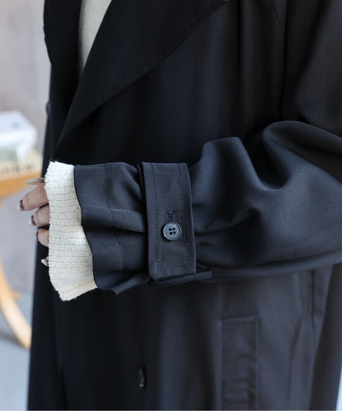 ap retro（アプレトロ）の「とろみロングトレンチコート / 軽やか・落ち感・大人リラックス（トレンチコート・レディース・ベージュ/ベージュ系その他/ブラック・FREE）」の13枚目の写真